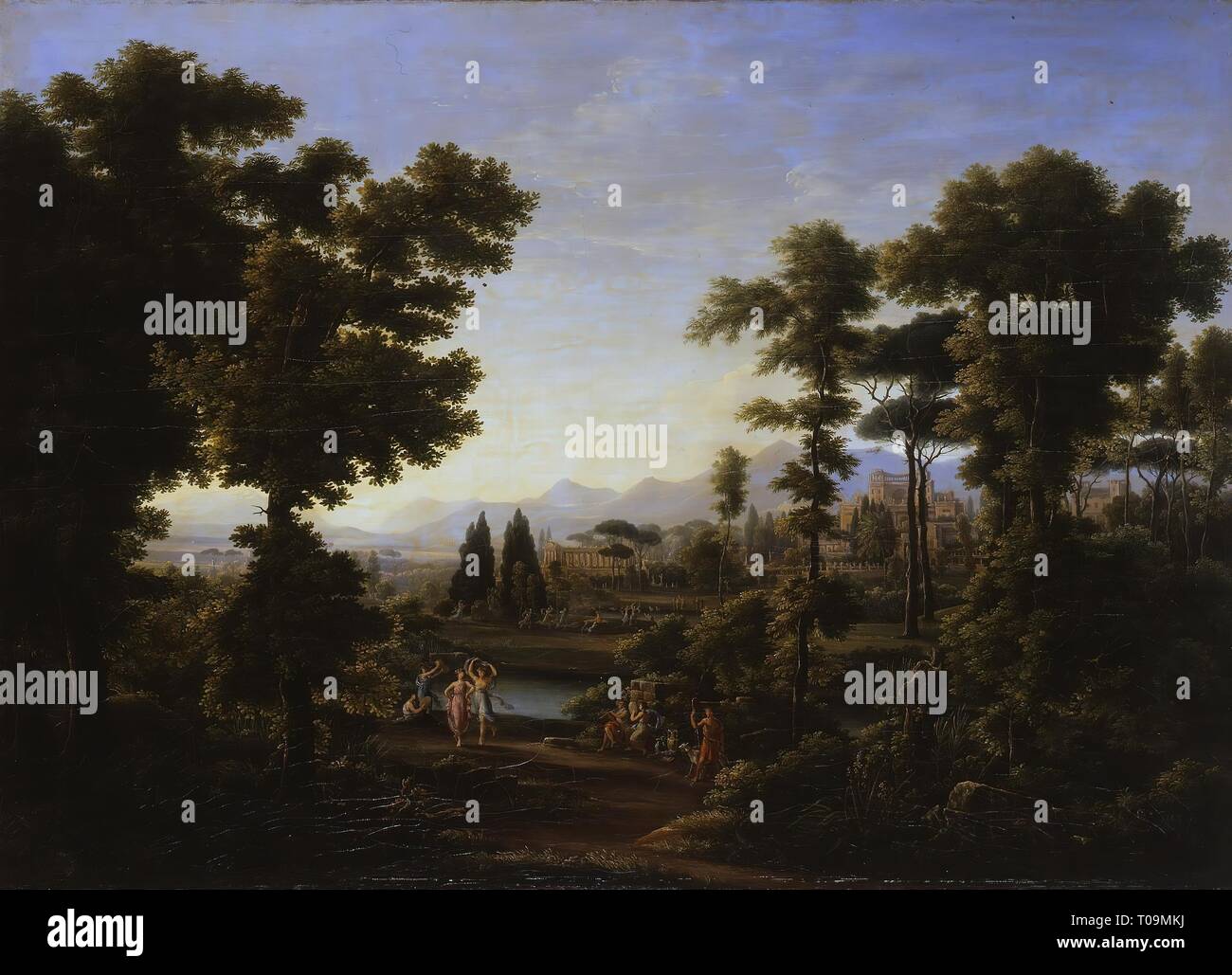 'Paesaggio italiano". L'Italia, 1800s. Dimensioni: 96,8x135,5 cm. Museo: Membro Hermitage di San Pietroburgo. Autore: Fëdor Matveyev. Foto Stock