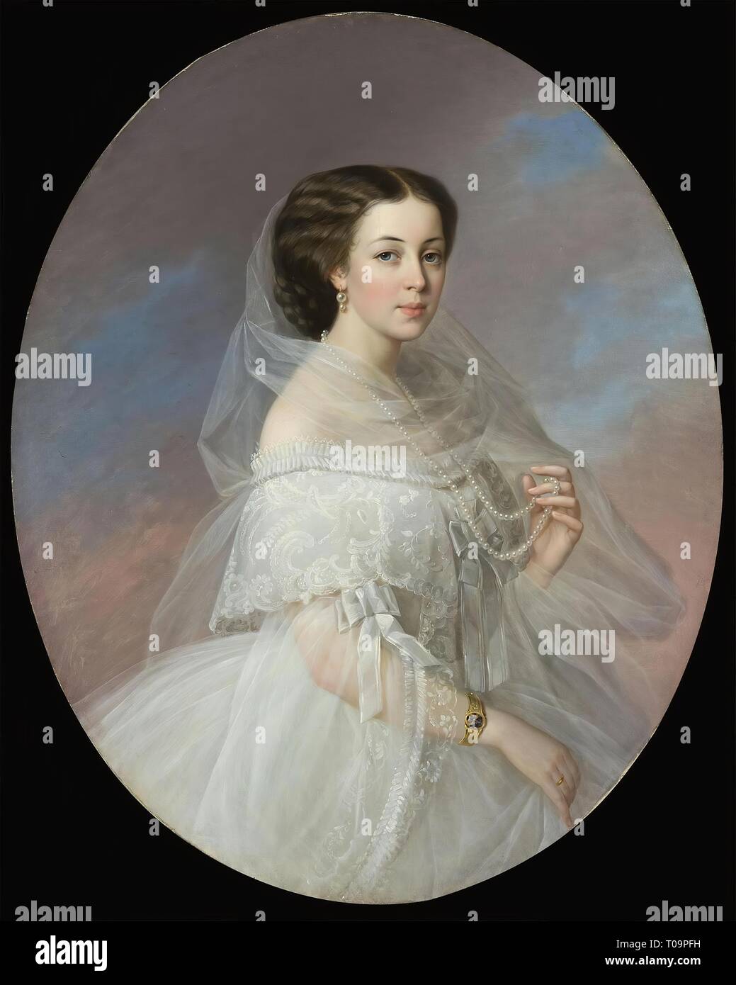 " Ritratto di Ekaterina Nikolaevna Volotskaya'. Russia, 1855-1856. Dimensioni: 110x88,5 cm (ovale). Museo: Membro Hermitage di San Pietroburgo. Autore: Gavriil Yakovlev. Foto Stock