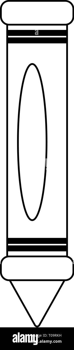 Crayon disegno utensil cartone animato isolato in bianco e nero Illustrazione Vettoriale