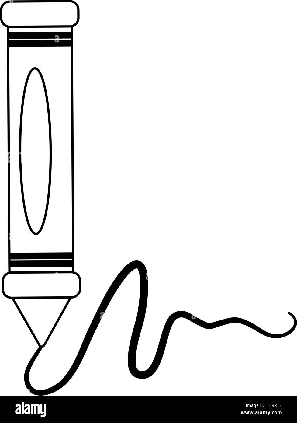 Crayon disegno cartone animato isolato in bianco e nero Illustrazione Vettoriale