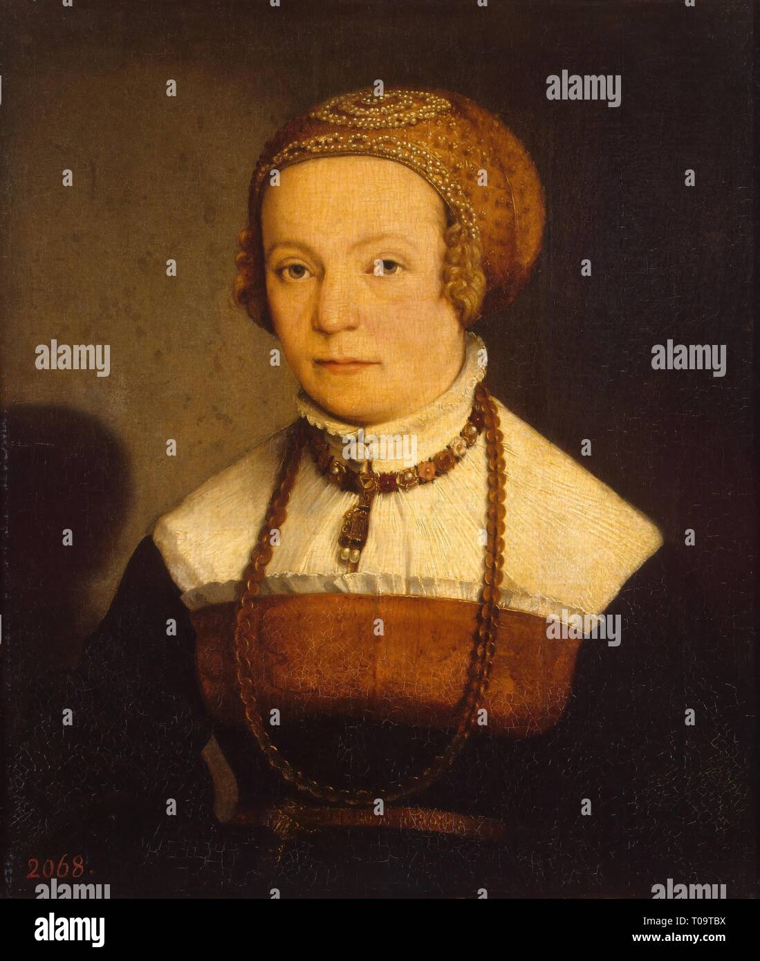" Ritratto di una donna". Germania, dopo il 1548. Dimensioni: 51x43,5 cm. Museo: Membro Hermitage di San Pietroburgo. Autore: Christoph AMBERGER. Foto Stock