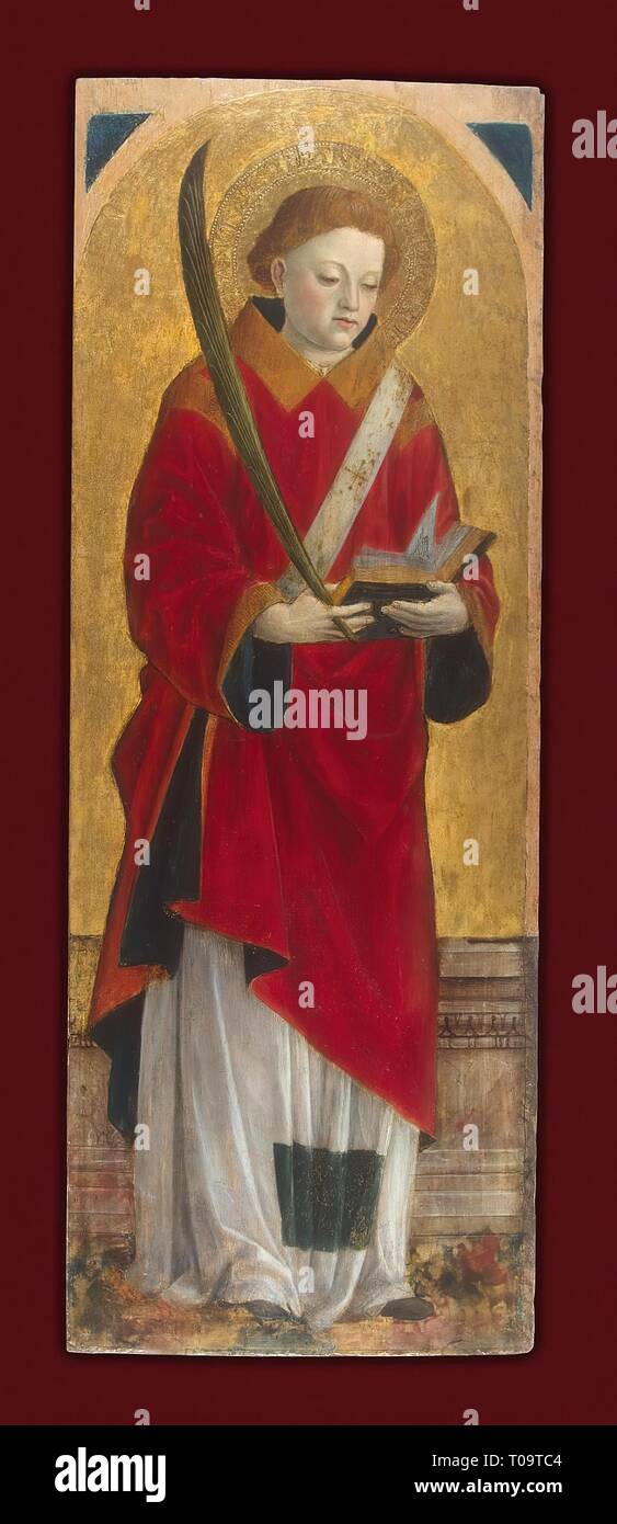 'St Stephen (ala di un polittico)'. Italia, 1460-1462. Dimensioni: 89x34 cm. Museo: Membro Hermitage di San Pietroburgo. Autore: Vincenzo Foppa. Foto Stock