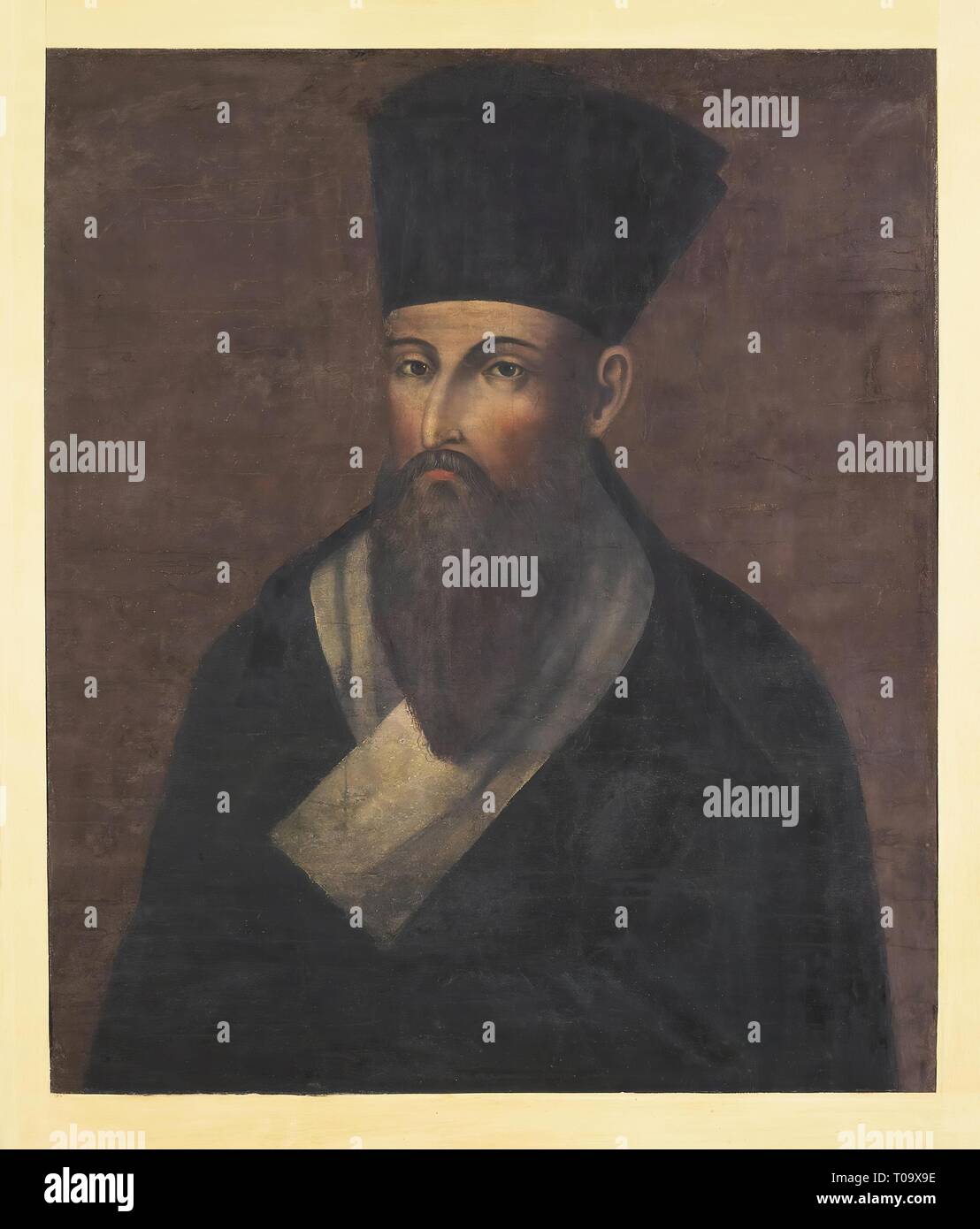 "Ritratto del missionario Matteo Ricci (1552-1610)". Cina, circa 1605. Dimensioni: 53x61 cm. Museo: Membro Hermitage di San Pietroburgo. Autore: anonimo. Foto Stock