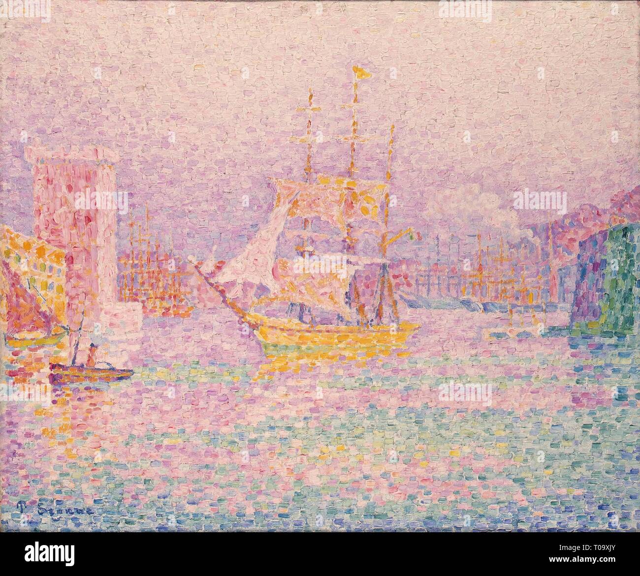 "Porto di Marsiglia". Francia, 1907. Dimensioni: 46x55 cm. Museo: Membro Hermitage di San Pietroburgo. Autore: Paul Signac . Paul Signac. Foto Stock