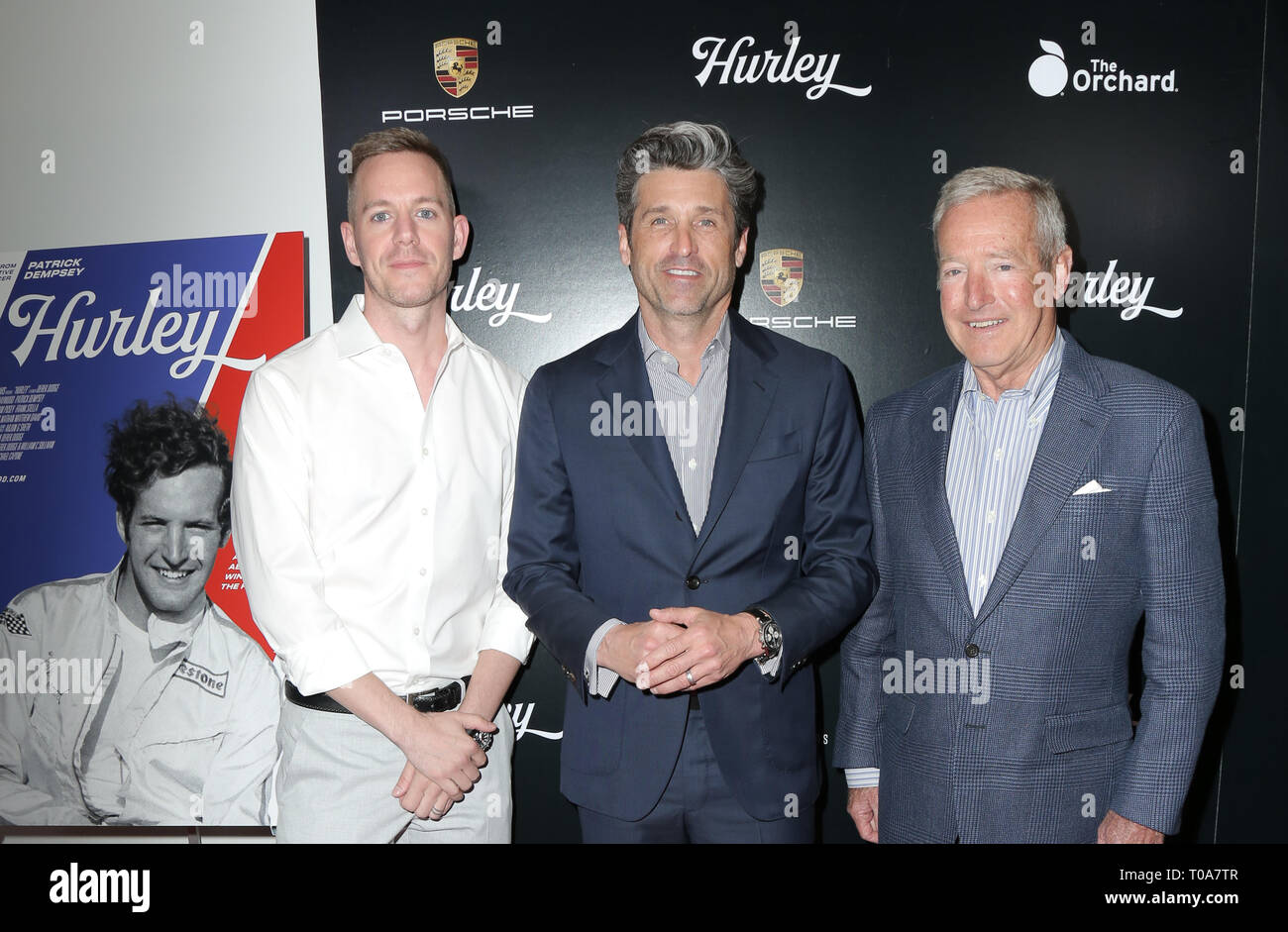 Los Angeles, CA, Stati Uniti d'America. Xviii Mar, 2019. 18 Marzo 2019 - Los Angeles, California - Derek Dodge, Patrick Dempsey, Hurley Haywood. Premiere di ' Hurley" tenutasi presso Petersen Automotive Museum. Photo credit: PMA/AdMedia Credito: PMA/AdMedia/ZUMA filo/Alamy Live News Foto Stock