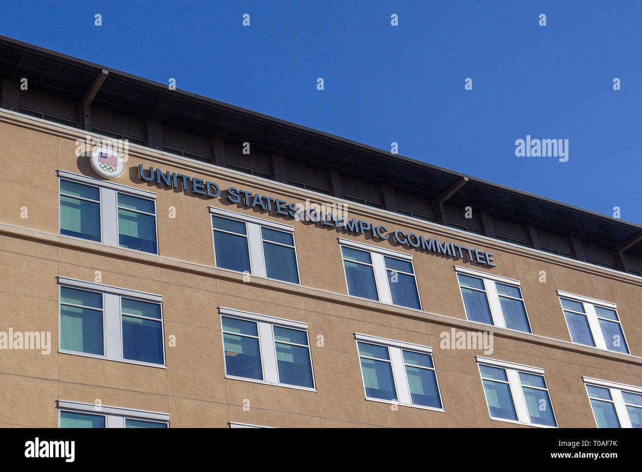 Stati Uniti del Comitato Olimpico Headquarters Building in Colorado Springs, Colorado. Foto Stock