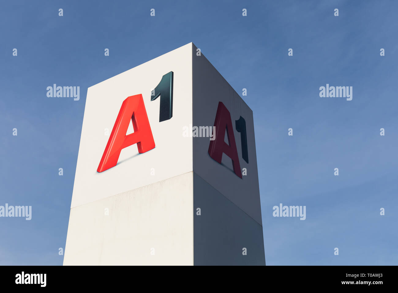 A1 Telekom Austria Group logo simbolo segno Foto Stock