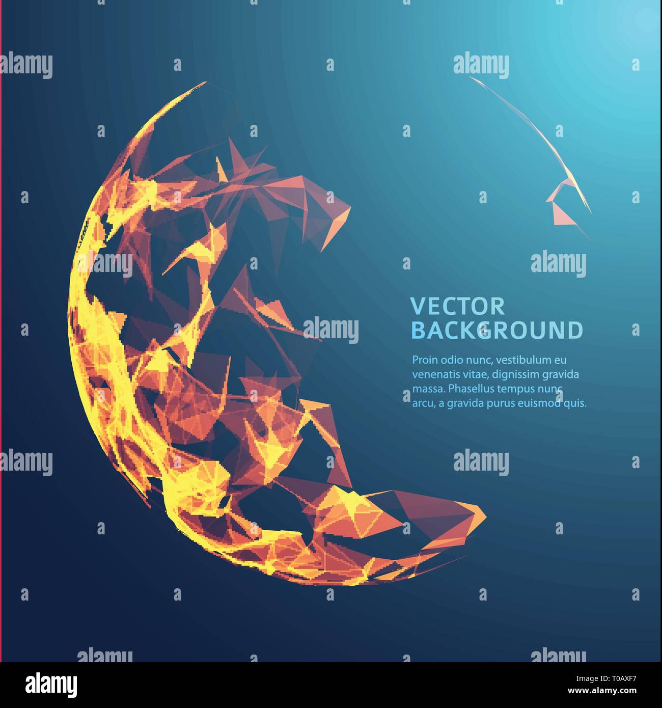 Bassa poli vigili del fuoco di fiamma sfera. Futuristico cerchio di energia. Illustrazione Vettoriale