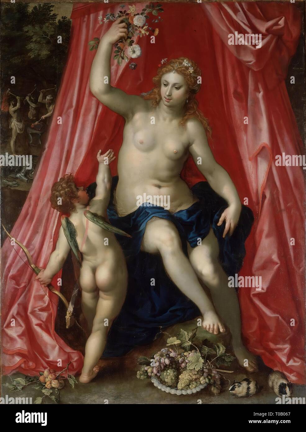 "Venere e Amore". Nelle Fiandre, 1600. Dimensioni: 190x148 cm. Museo: Membro Hermitage di San Pietroburgo. Autore: Hendrik van Balen I. Jan Brueghel I (de Fluweelen Brueghel). Foto Stock