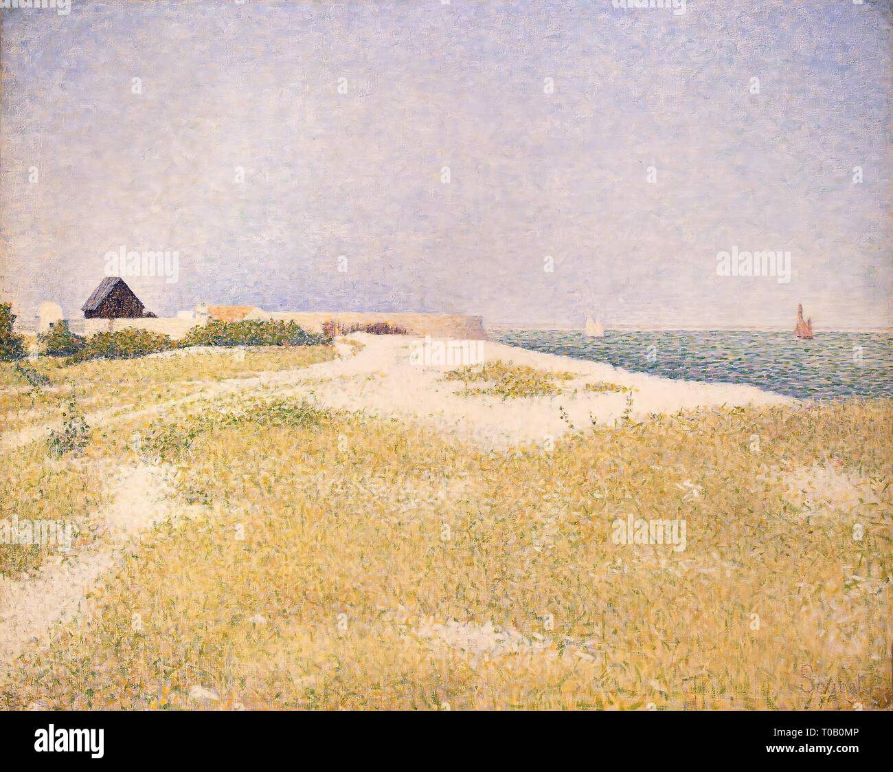 "Fort Sansone, Grandcamp'. Francia, 1885. Dimensioni: 65x81,5 cm. Museo: Membro Hermitage di San Pietroburgo. Autore: Seurat Georges. GEORGES SEURAT . Pierre George Seurat. Foto Stock
