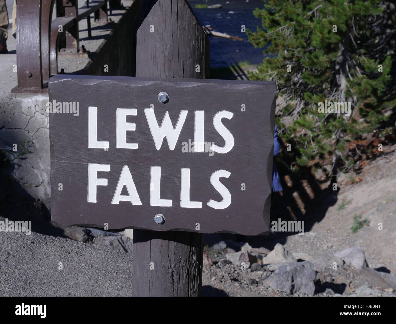 Accanto alla strada a Lewis Falls, Yellowstone National Park, Wyoming, USA. Foto Stock