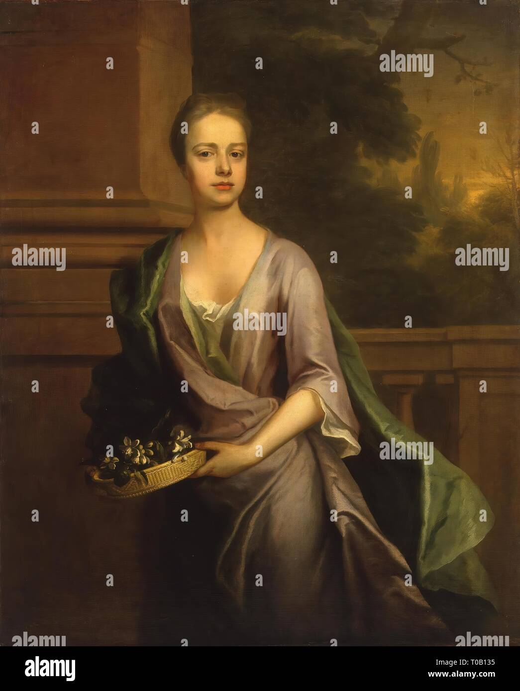 " Ritratto di una donna". Gran Bretagna, tra il 1700 e il 1715. Dimensioni: 123,5x102 cm. Museo: Membro Hermitage di San Pietroburgo. Autore: Michael Dahl. Foto Stock