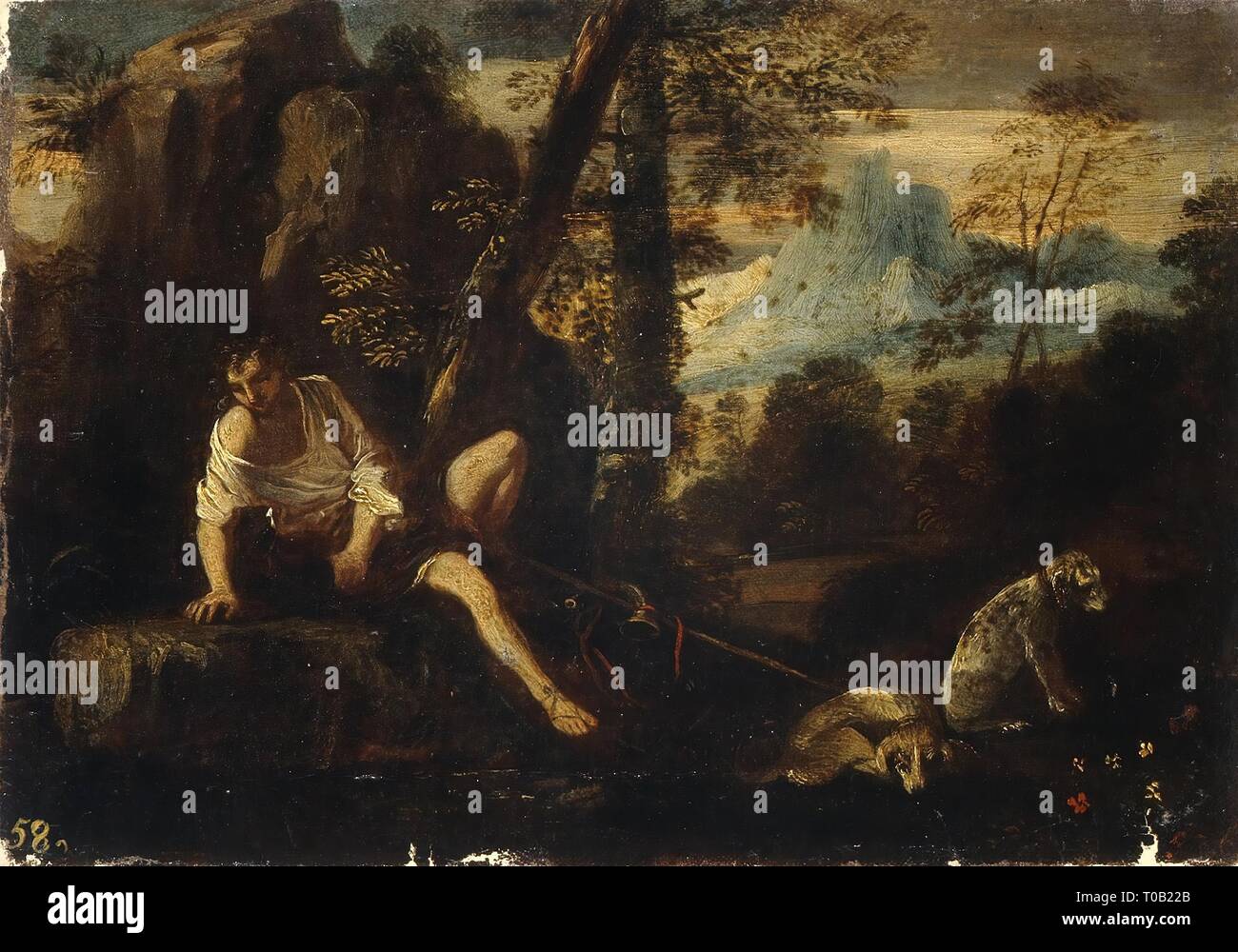 "Narciso". Italia, 1645-1647. Dimensioni: 20,5x29,5 cm. Museo: Membro Hermitage di San Pietroburgo. Autore: Pier Francesco Mola. Foto Stock