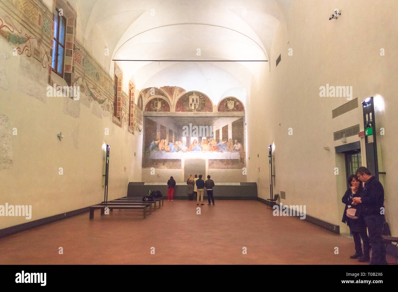 Milano, Italia - 15 Novembre 2016: refettorio della chiesa di Santa Maria Delle Grazie a Milano in Italia, che ospita l'Ultima Cena, capolavoro del tardo 1490s Foto Stock