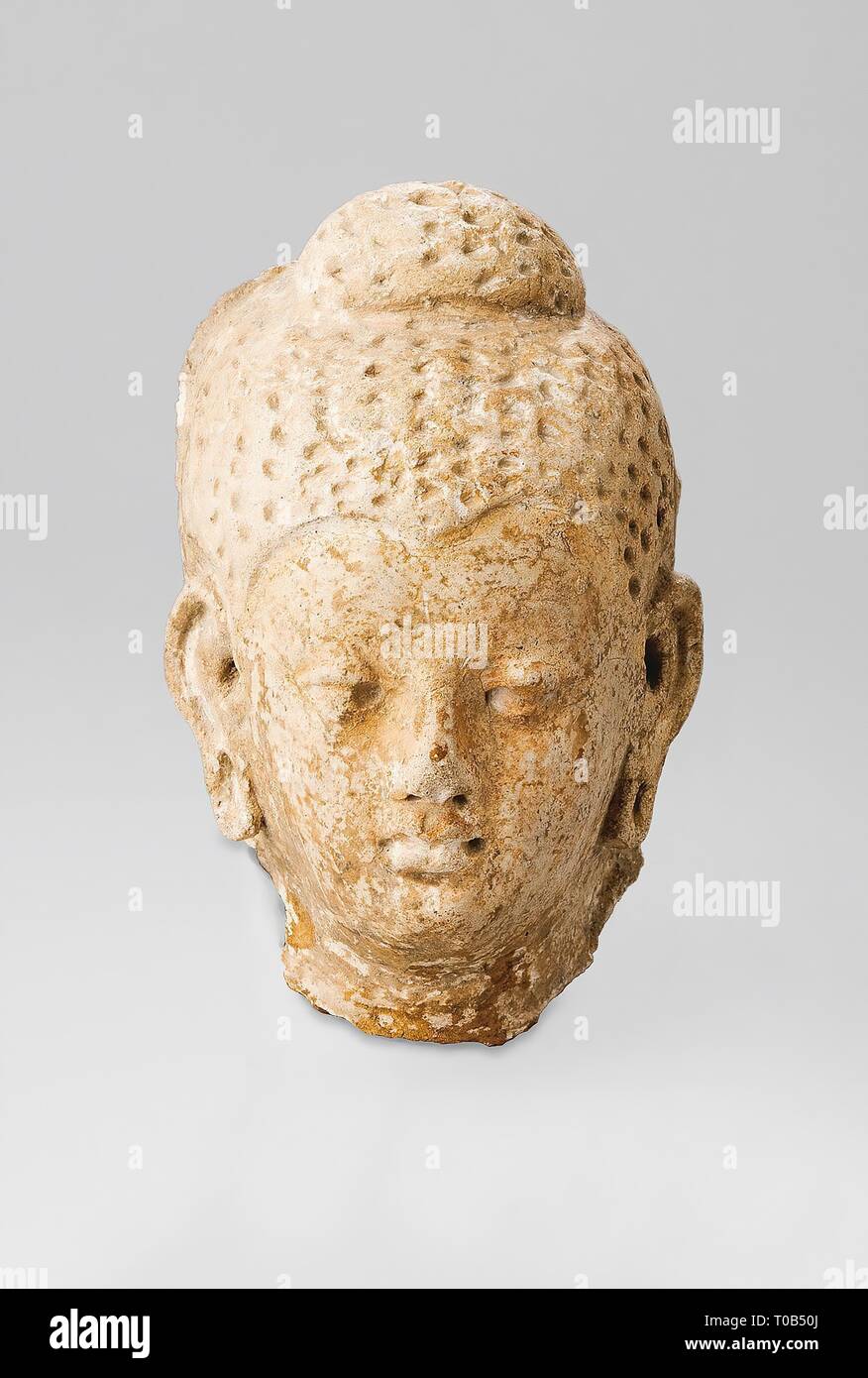 "Testa di un Ststuette del Buddha'. Afghanistan, Hadda, IV - V secolo. Dimensioni: altezza 11 cm. Museo: Membro Hermitage di San Pietroburgo. Foto Stock