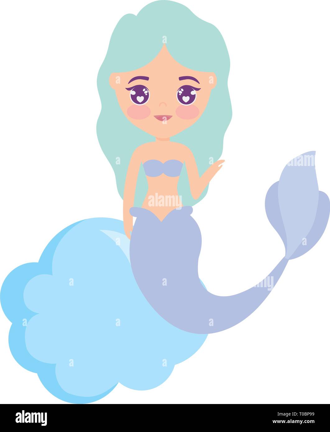 Carino mermaid seduta nel cloud illustrazione vettoriale design Illustrazione Vettoriale