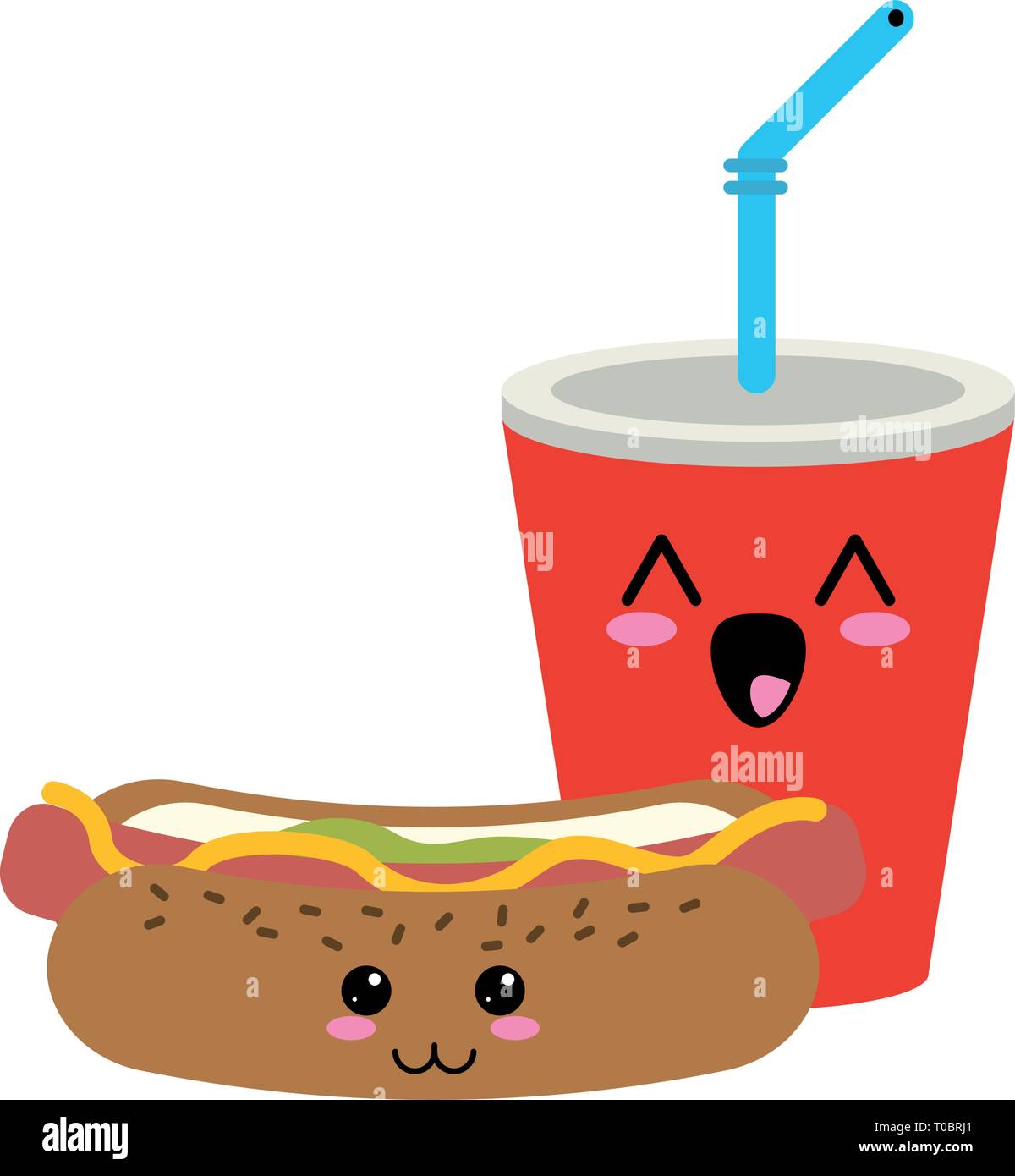 Il fast food kawaii cartoon Illustrazione Vettoriale