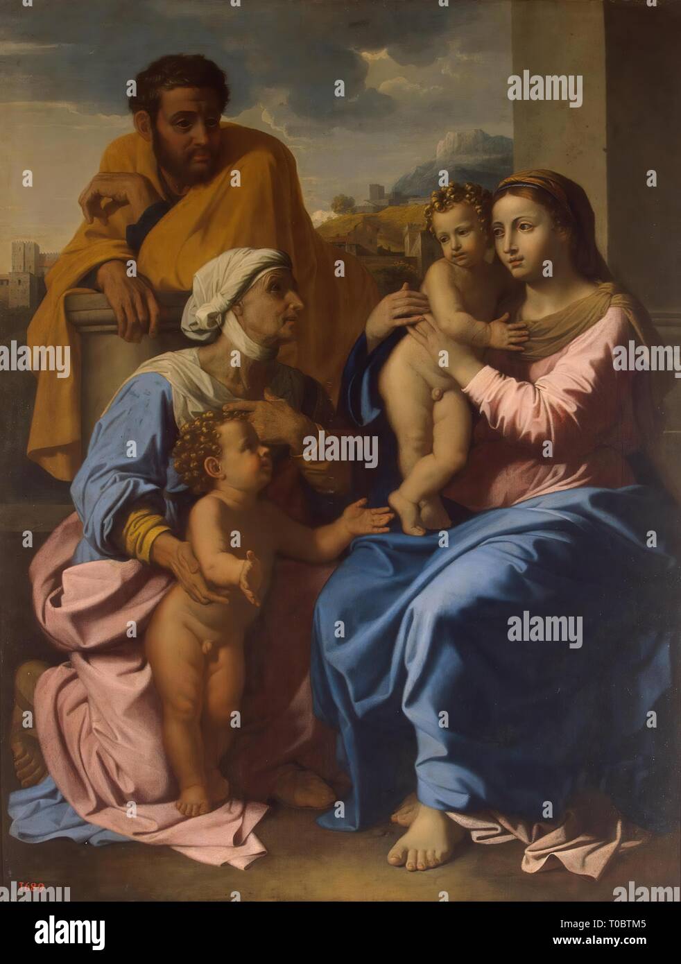 "Sacra Famiglia con santa Elisabetta e San Giovanni Battista". Francia, tra il 1644 e il 1655. Dimensioni: 172x133,5 xm. Museo: Membro Hermitage di San Pietroburgo. Autore: Nicolas Poussin . NICOLAS POUSSIN. Foto Stock