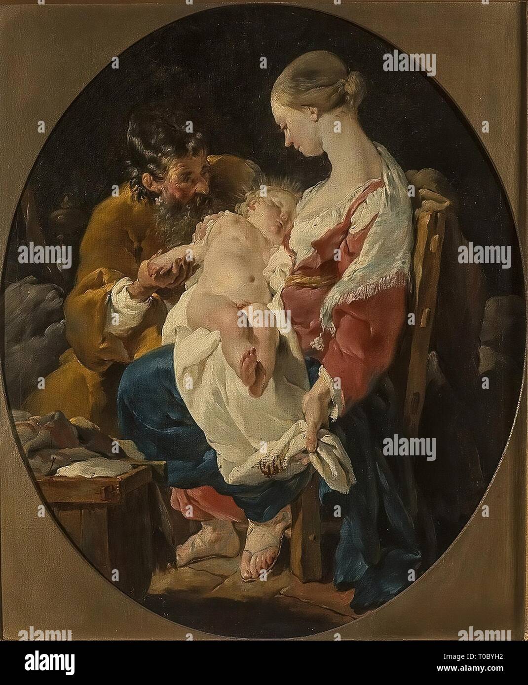 "La Sacra Famiglia". Francia XVIII secolo. Dimensioni: 65x54 cm (ovale). Museo: Membro Hermitage di San Pietroburgo. Autore: NOEL HALLE. Foto Stock