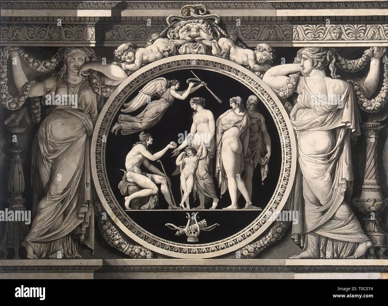 'Design per un bassorilievo: la sentenza di Parigi". Francia, tra il 1785 e il 1789. Dimensioni: 35,9x49,8 cm. Museo: Membro Hermitage di San Pietroburgo. Autore: Jean-Guillaume Moitte. Foto Stock