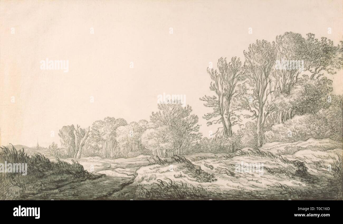 'Paesaggio con una strada sul bordo di una foresta". Holland, tra il 1642 e il 1644. Dimensioni: 18,5x31 cm. Museo: Membro Hermitage di San Pietroburgo. Autore: Aelbert Cuyp (Kuip) (Aelbrecht). Foto Stock