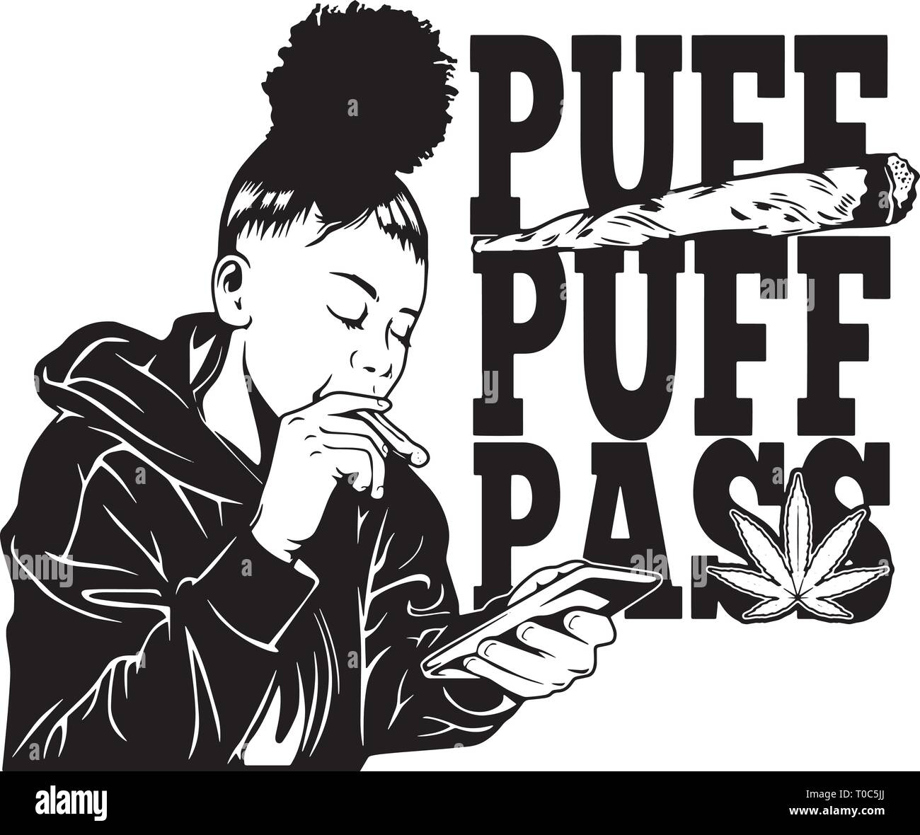 Blunt Weed La Cannabis Medical Marijuana Pot pietra High Life fumatore farmaco 420 Mary Jane Illustrazione Vettoriale