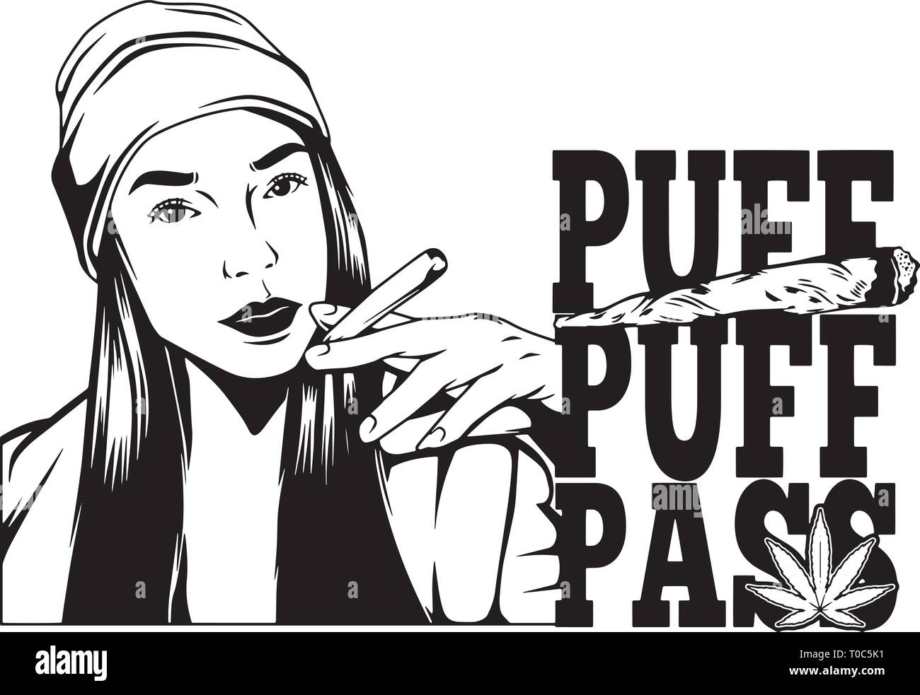 Blunt Weed La Cannabis Medical Marijuana Pot pietra High Life fumatore farmaco 420 Mary Jane Illustrazione Vettoriale