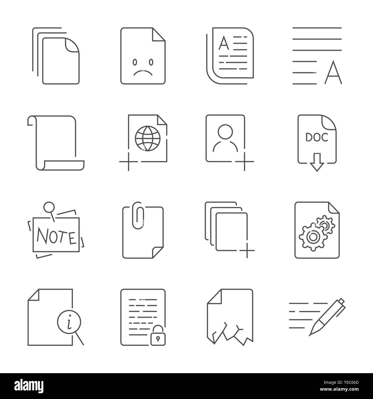 Icona carta, icona documento. Corsa modificabile Illustrazione Vettoriale