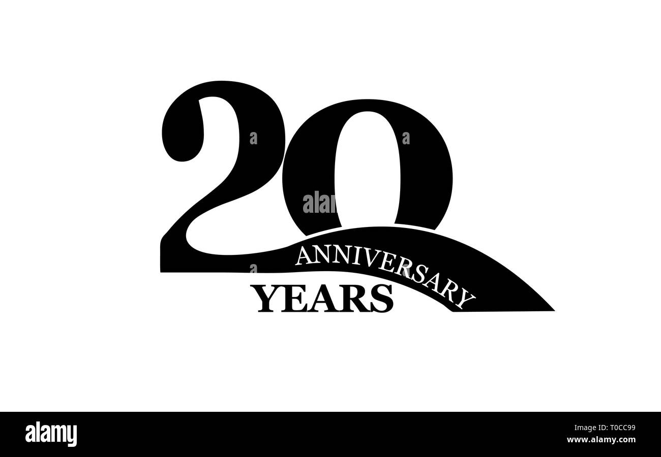 20 anni di anniversario, semplice design piatto, il logo per la progettazione e la decorazione Illustrazione Vettoriale