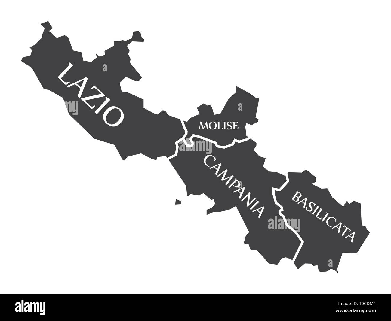 Lazio - Molise - Campania - Basilicata mappa Italia Illustrazione Vettoriale