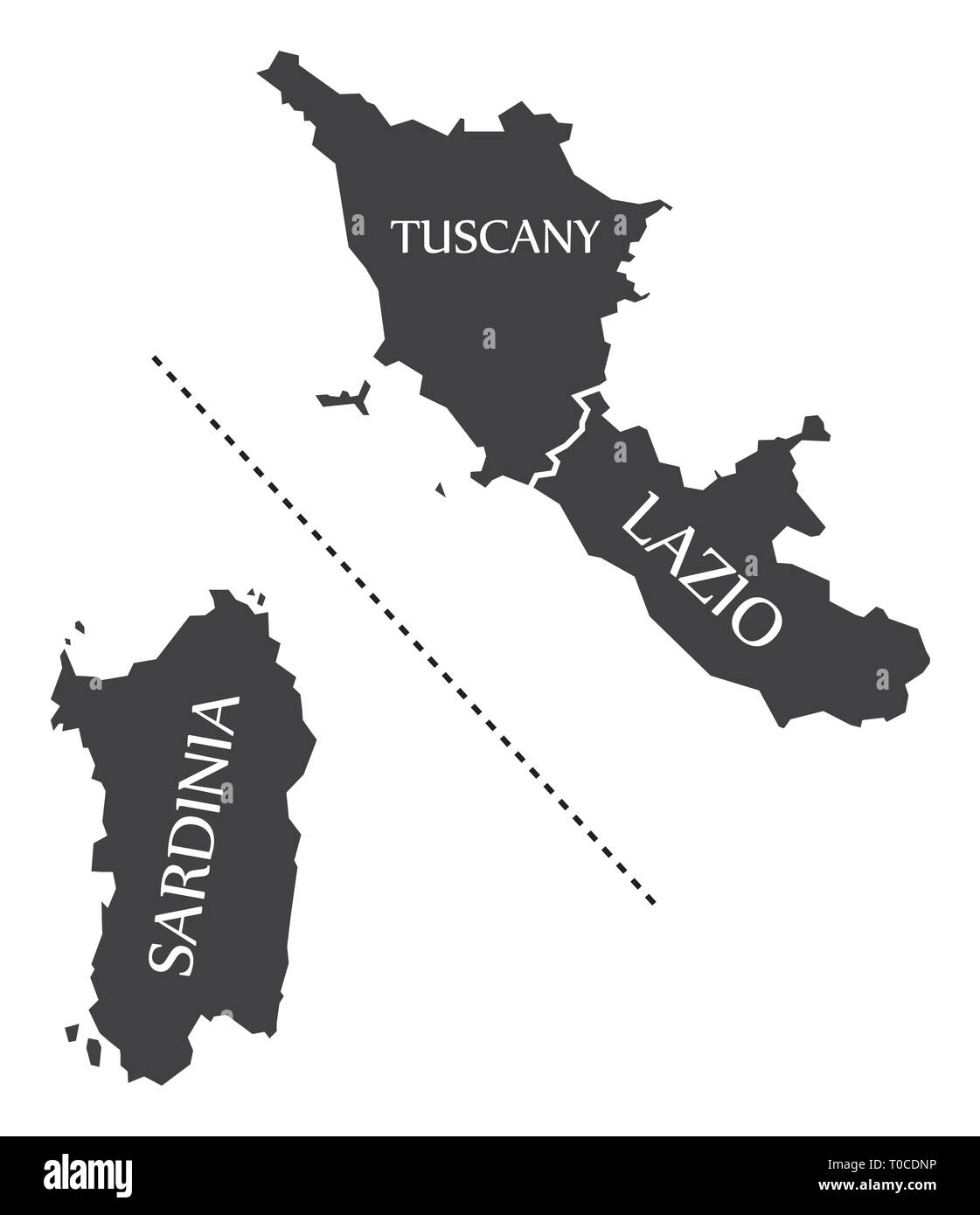 Sardegna - Toscana - regione Lazio mappa Italia Illustrazione Vettoriale