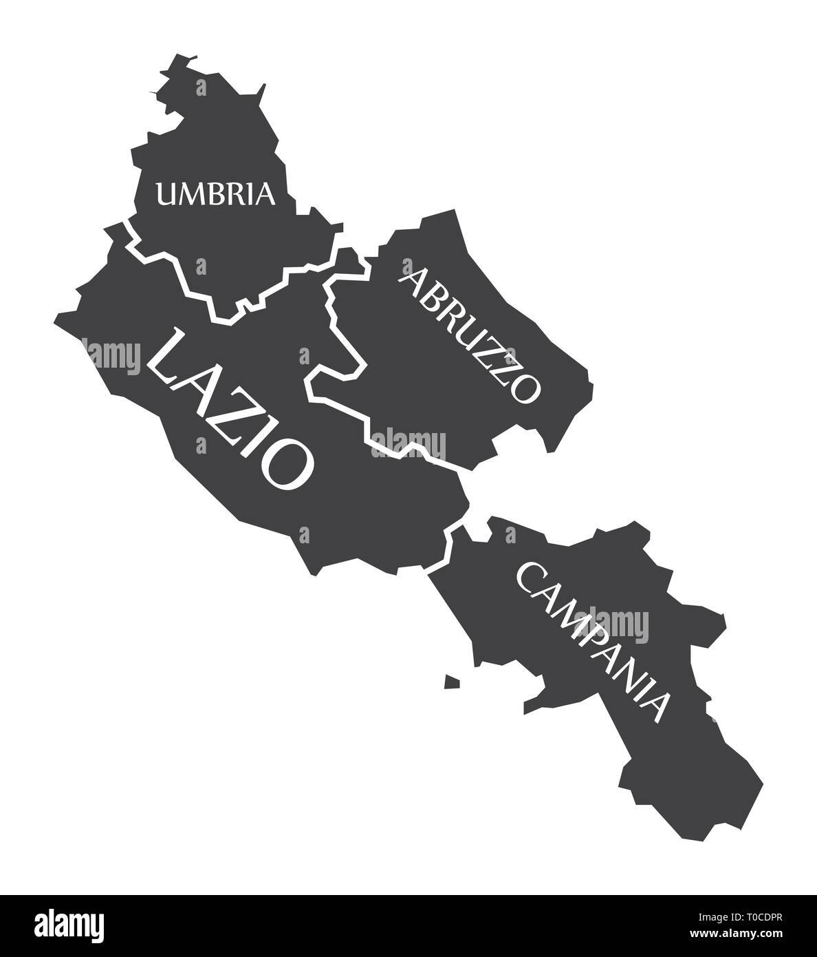 Umbria - Lazio - Abruzzo - Regione Campania mappa Italia Illustrazione Vettoriale