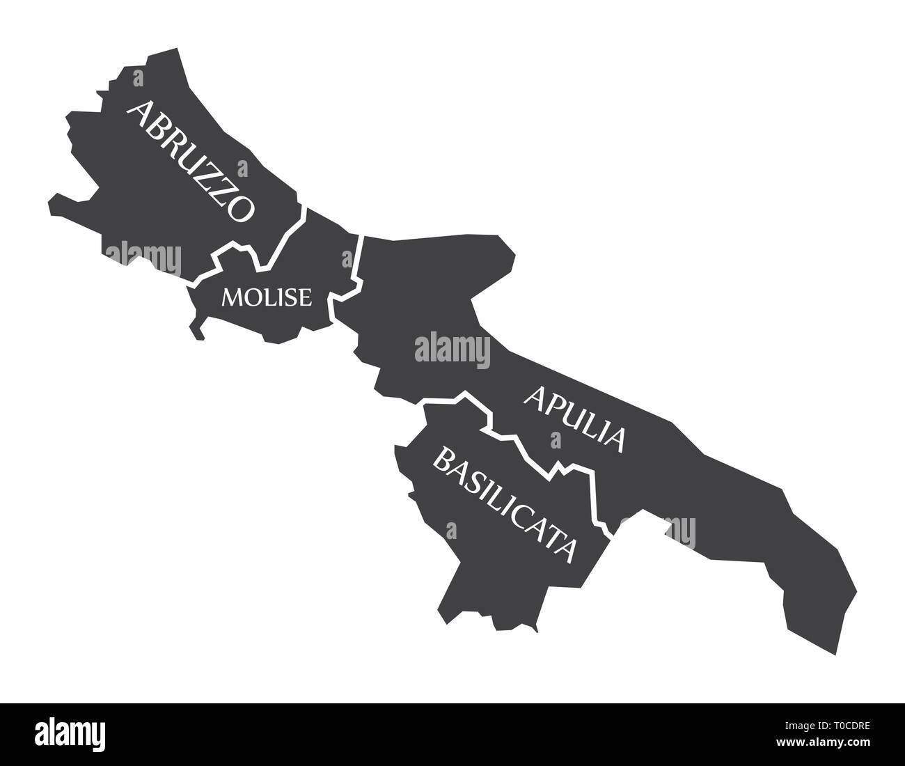 Abruzzo - Molise - Puglia - Basilicata mappa Italia Illustrazione Vettoriale