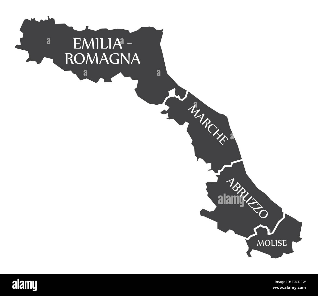 Emilia - Romagna - Marche - Abruzzo - Regione Molise mappa Italia Illustrazione Vettoriale