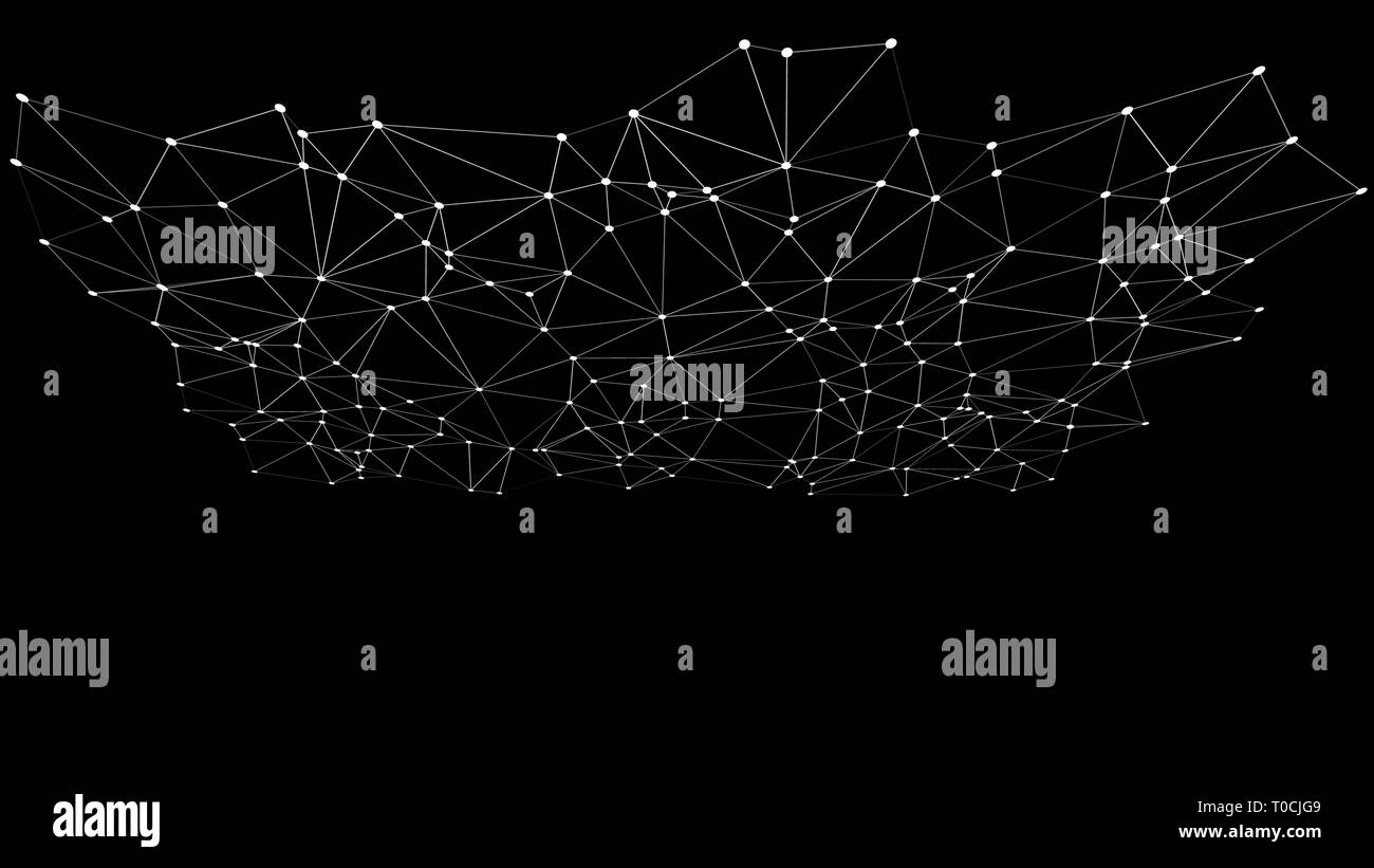 La tecnologia digitale hud fili linee e punti collegati, sfondo nero Illustrazione Vettoriale