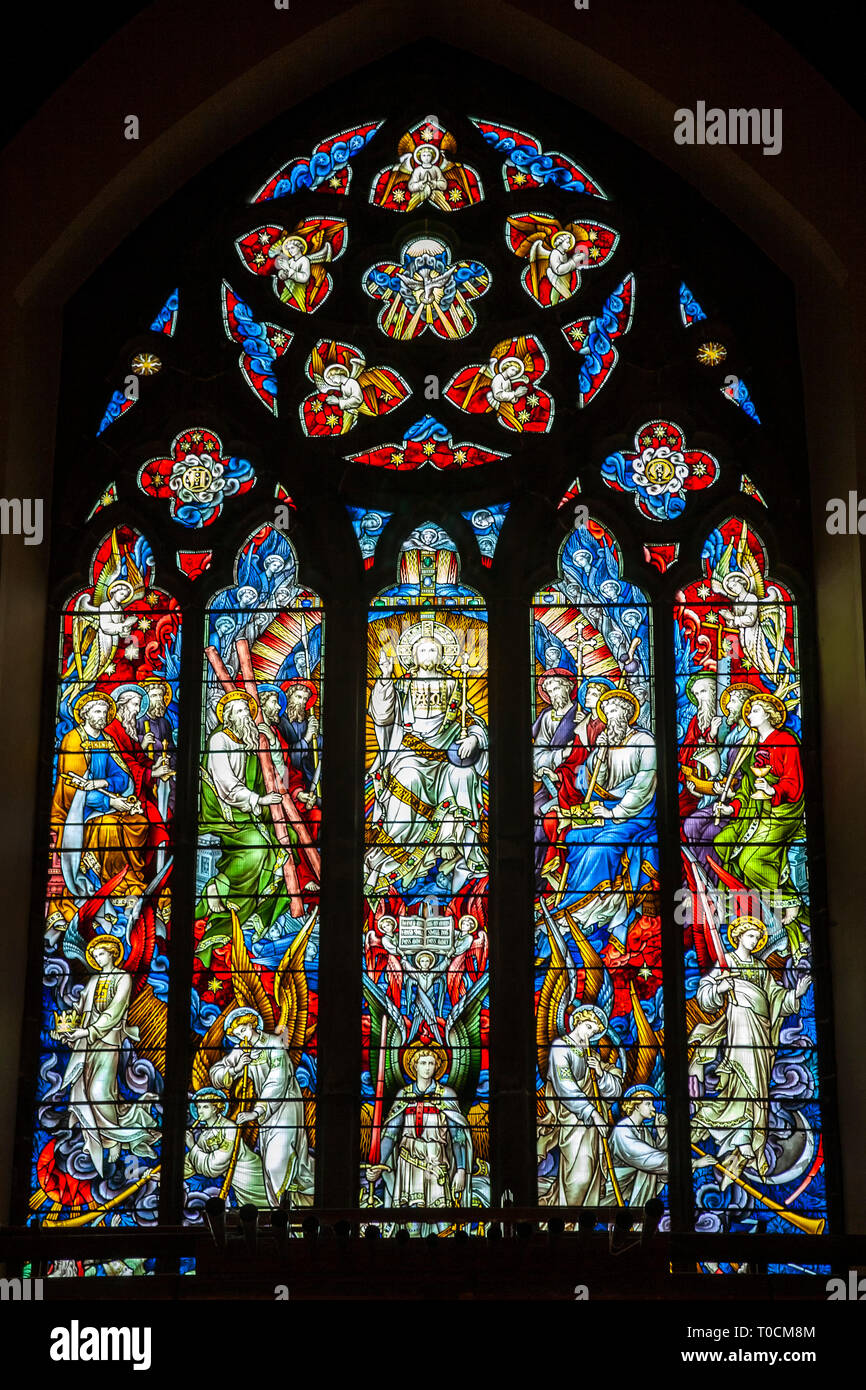 Vetrata, St Andrews Cathedral, Inverness, Scotland, Regno Unito Foto Stock