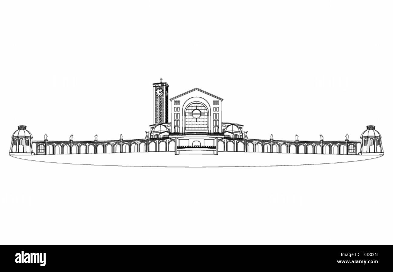 Illustrazione della basilica di Aparecida profilo differente come una pennellata. Illustrazione Vettoriale