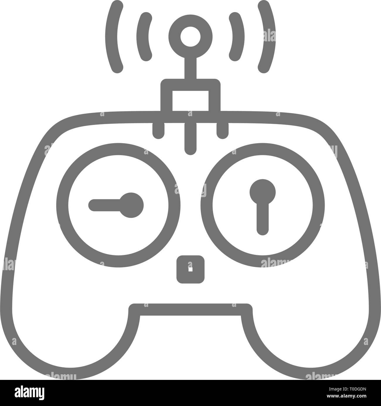 Pannello di controllo per il fuco, telecomando, gamepad icona linea. Illustrazione Vettoriale