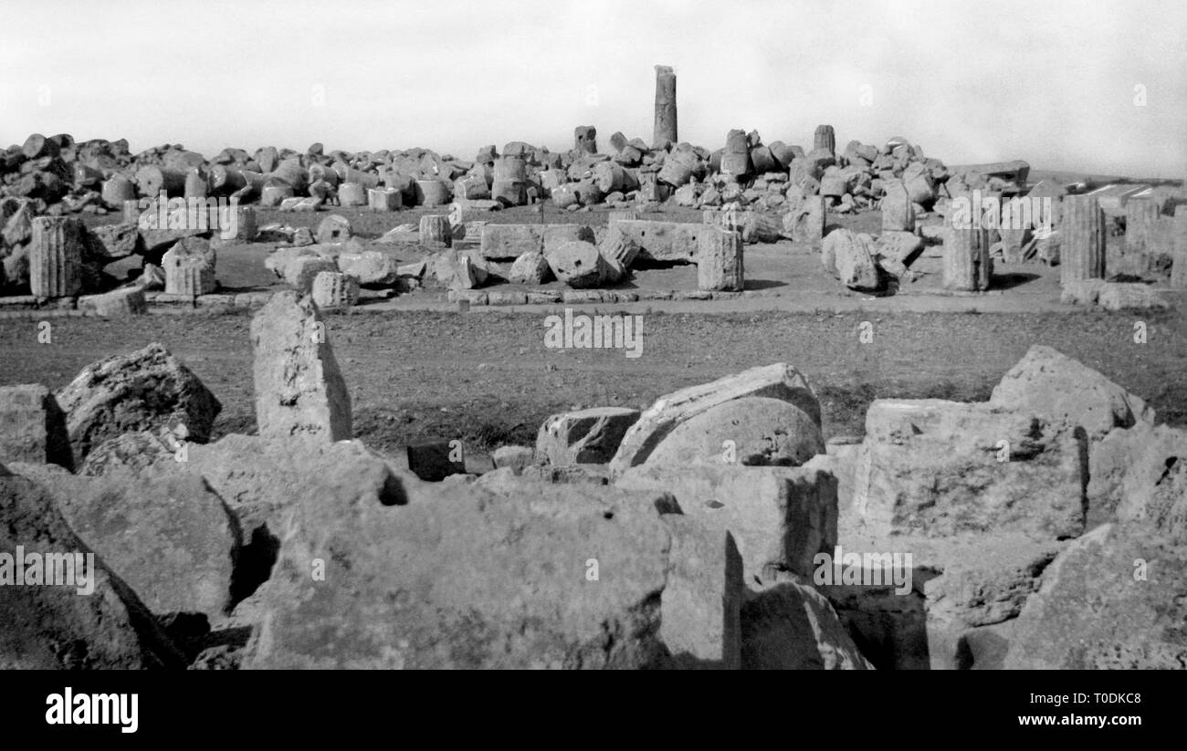L'Italia, sicilia, Selinunte, vista del sito archeologico, 1900-10 Foto Stock