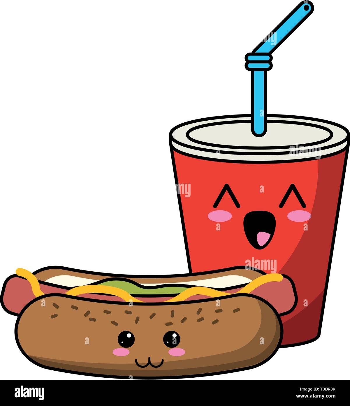 Il fast food kawaii cartoon Illustrazione Vettoriale