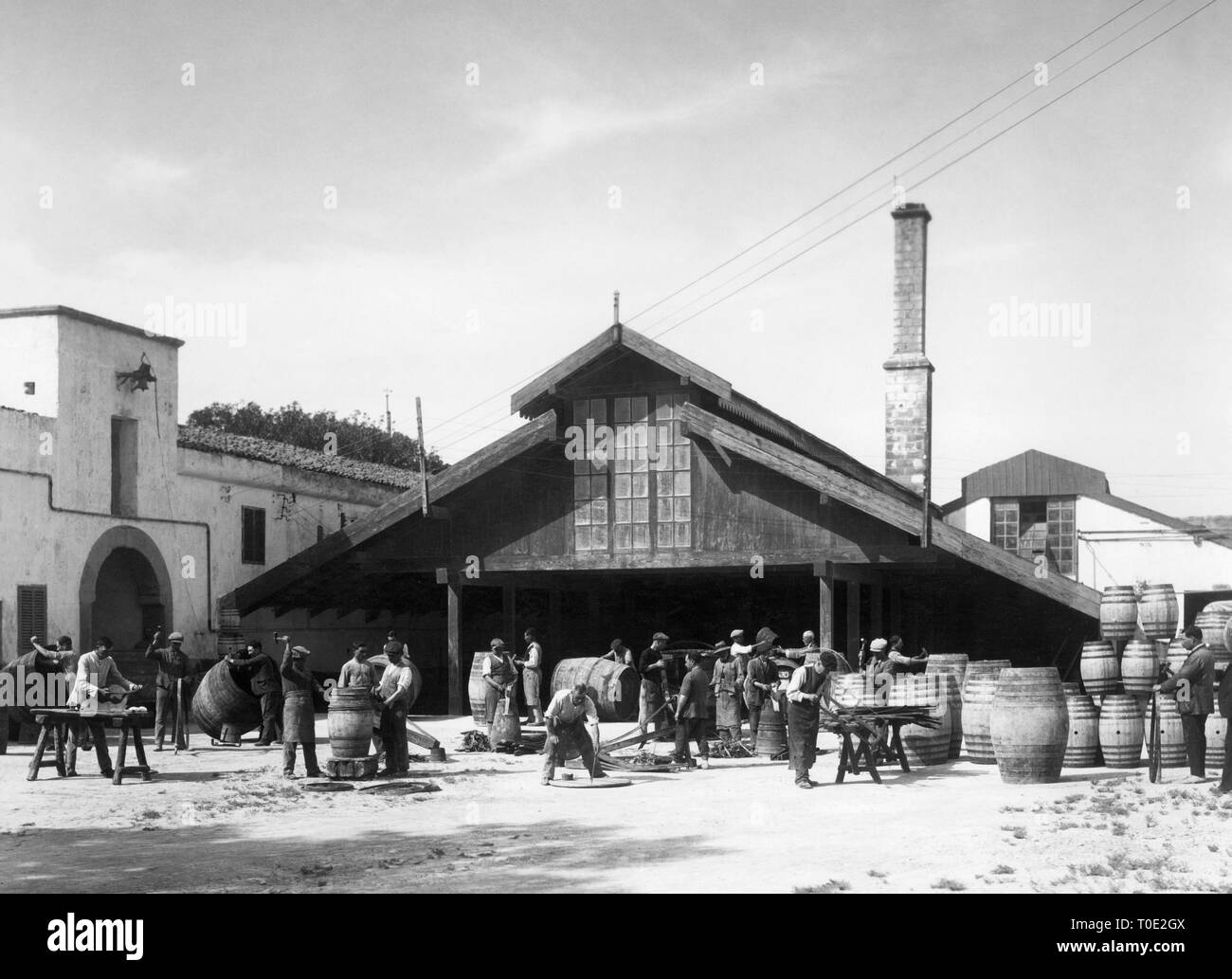 Di barili, florio industria, marsala, Sicilia, Italia 1910-20 Foto Stock