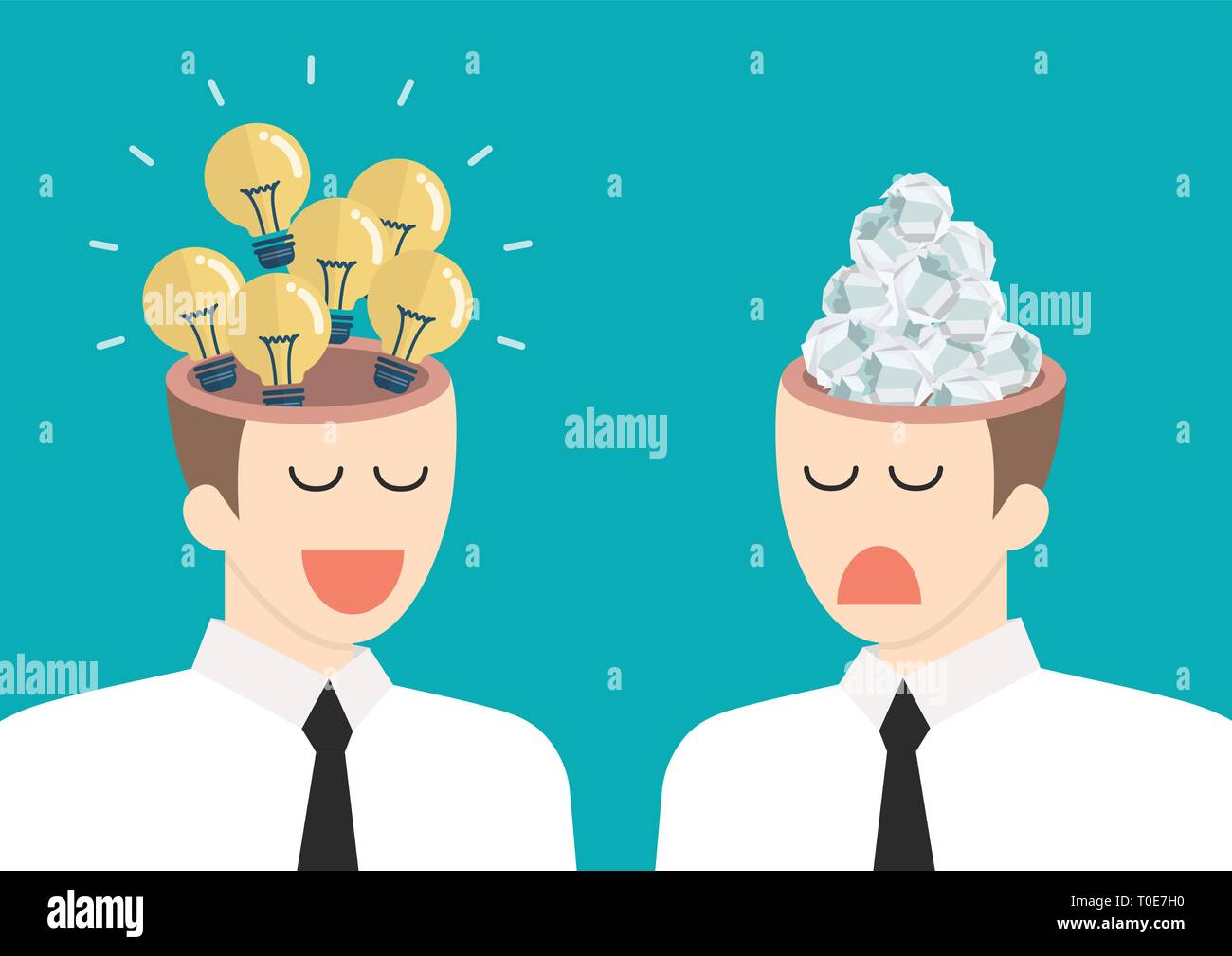 Idea brillante e junk idea in testa gli imprenditori. Idea di business concetto illustrazione vettoriale Illustrazione Vettoriale