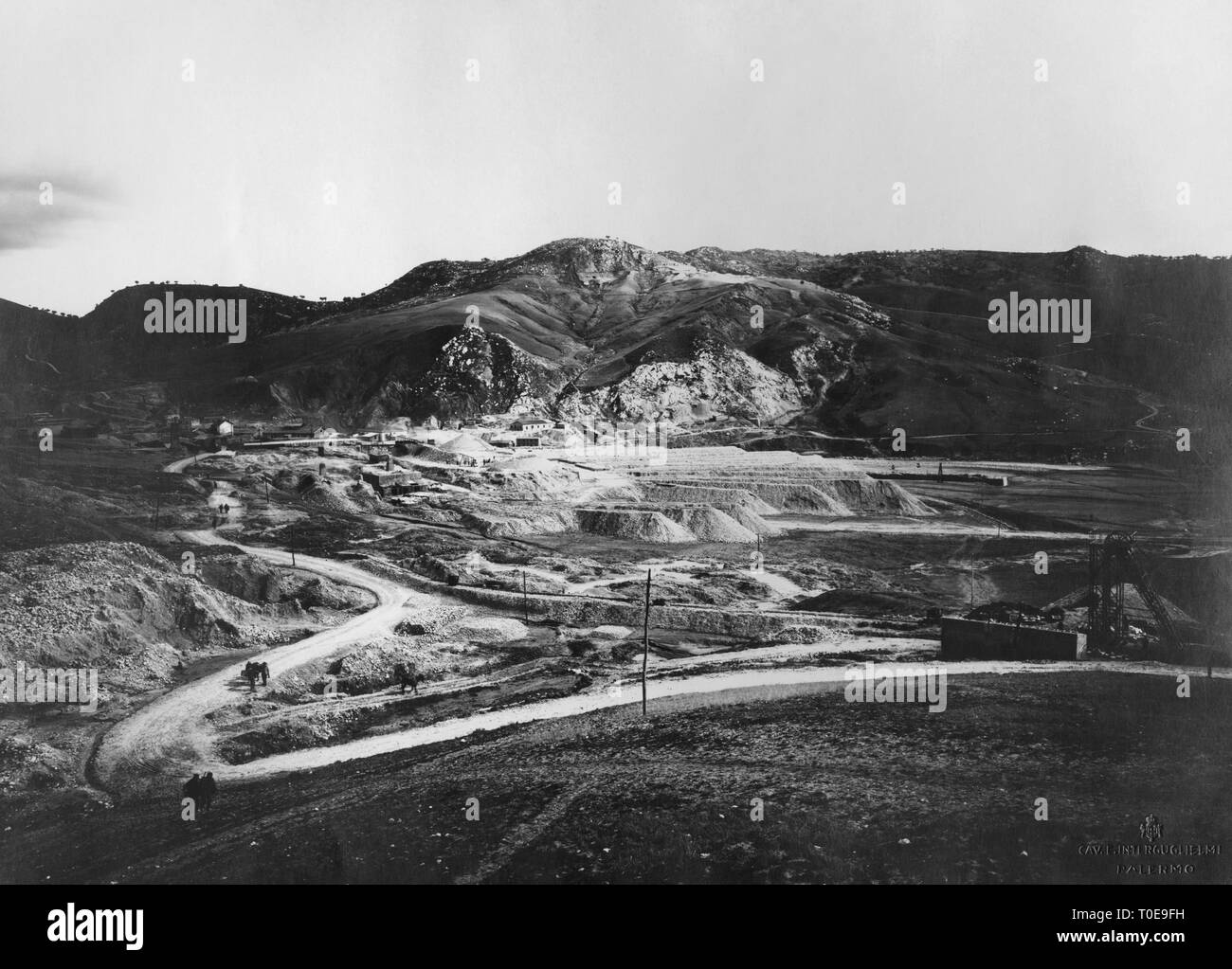 L'Italia, sicilia, miniera di zolfo; 30s Foto Stock