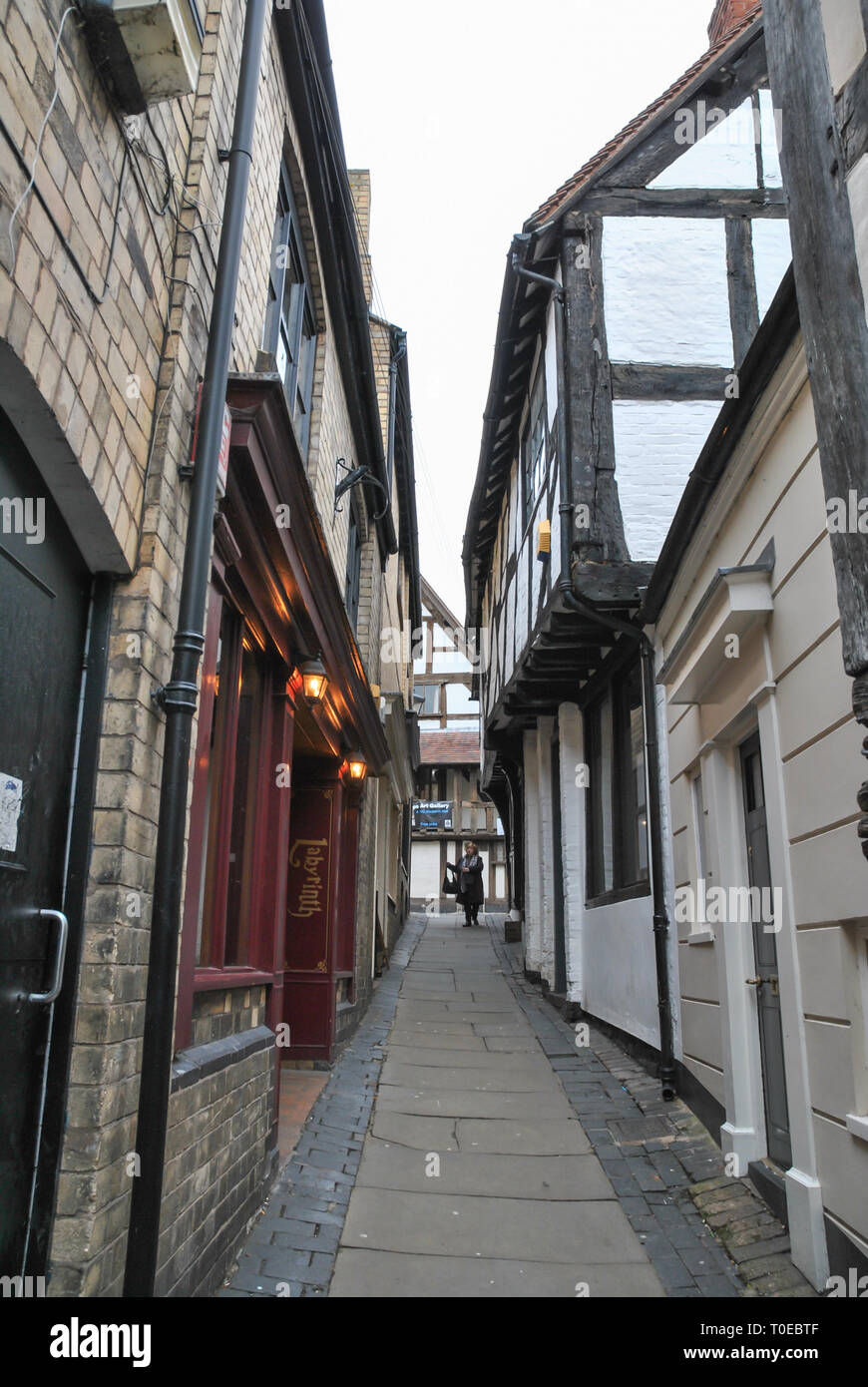 Grope Lane a Shrewsbury una strada medievale immerso nella storia Foto Stock