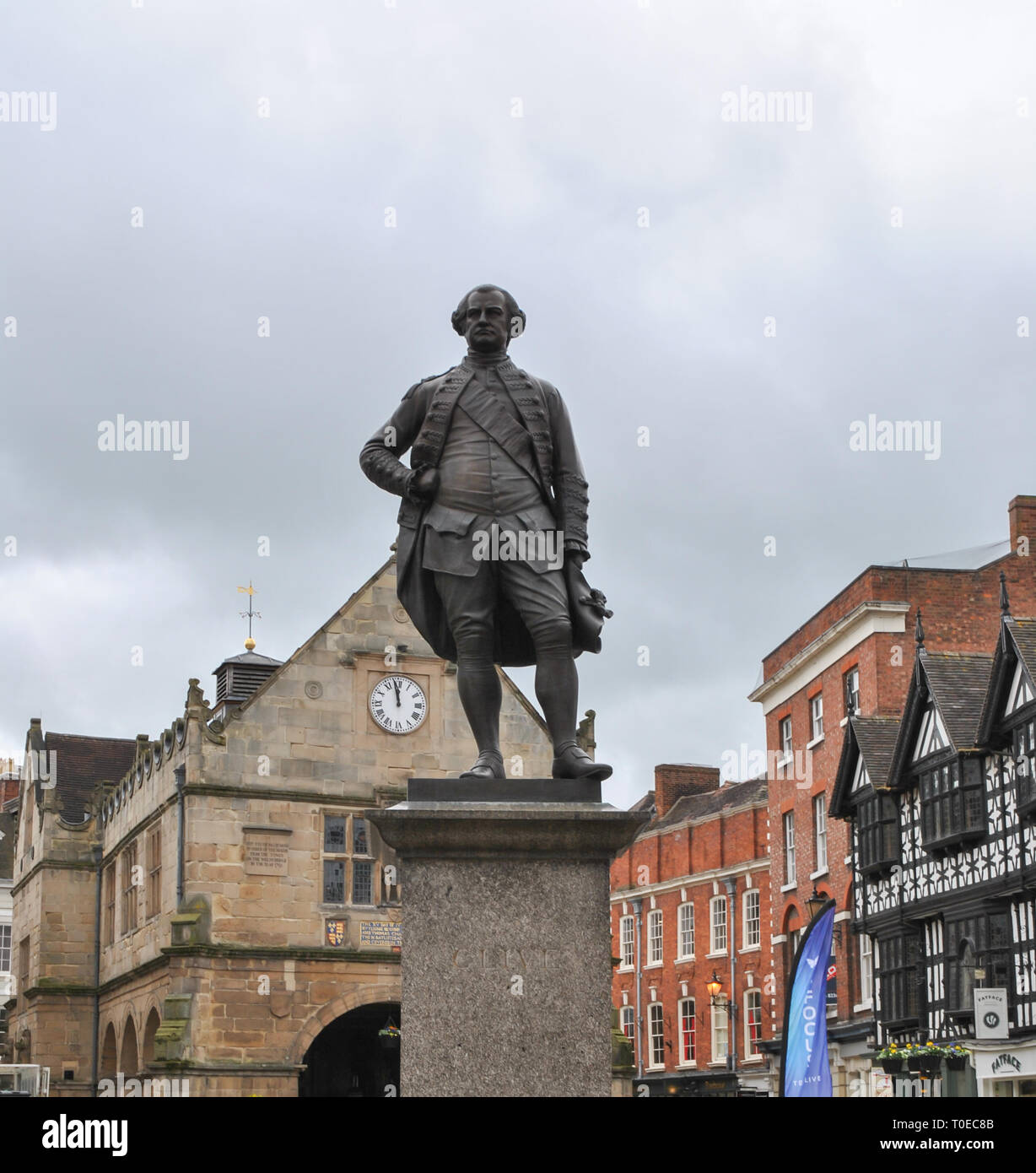 La statua di Clive dell India in piazza a Shrewsbury Foto Stock