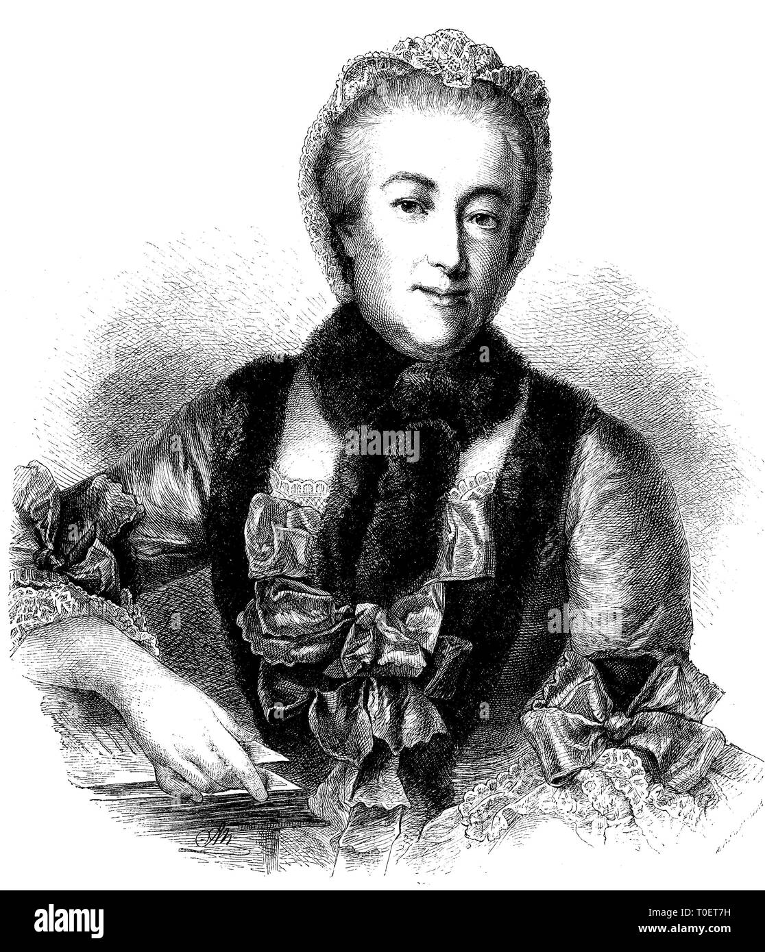 Caroline di Hesse-Darmstadt, 1746-1821, Landgravine consorte di Hesse-Homburg dal matrimonio di Federico V, landgravio d Hesse-Homburg / Karoline von Hessen-Darmstadt, 1746-1821, durch Heirat Landgräfin von Hessen-Homburg Foto Stock