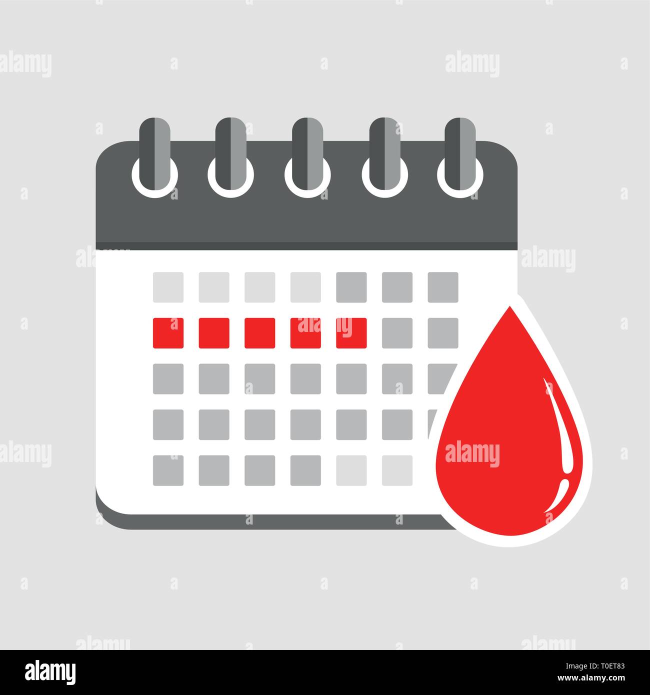 Calendario mestruale segni rossi del ciclo mestruale illustrazione vettoriale EPS10 Illustrazione Vettoriale