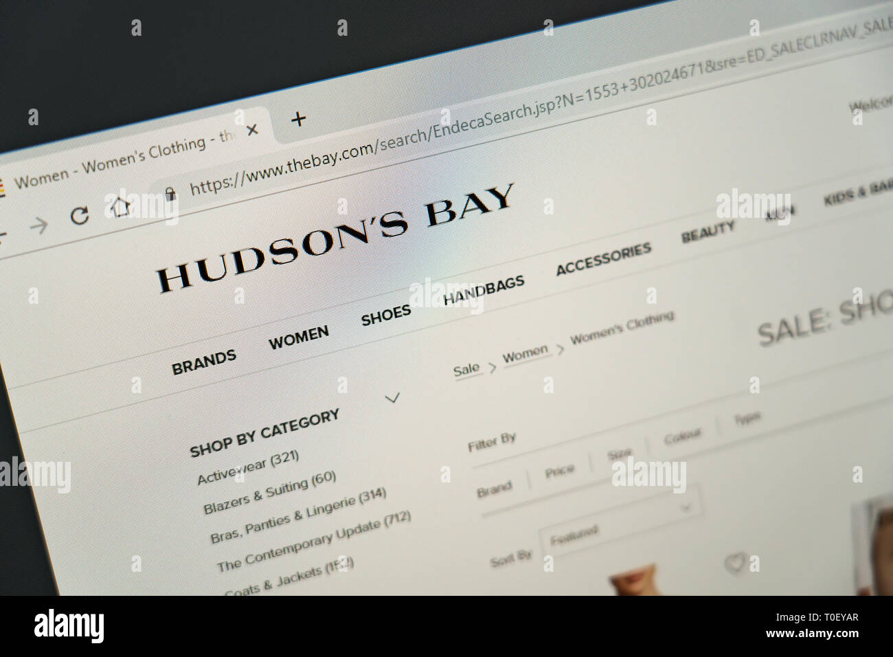 Baia di Hudson sito web dello store Foto Stock