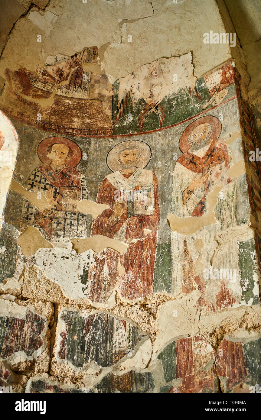 Immagine dell'Arcangelo georgiana Chiesa Ortodossa Georgiana interno affreschi dell'altare abside, decimo secolo, Krikhi, Georgia Foto Stock