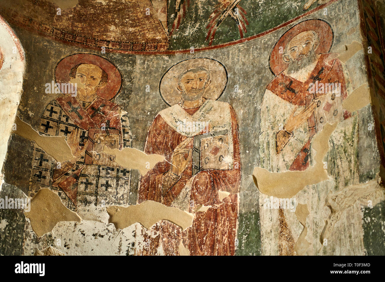 Immagine dell'Arcangelo georgiana Chiesa Ortodossa Georgiana interno affreschi dell'altare abside, decimo secolo, Krikhi, Georgia Foto Stock